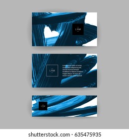 Set of vector business card templates with brush stroke background.