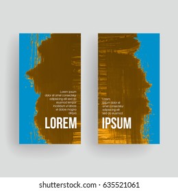 Set of vector business card templates with brush stroke background.