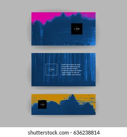 Set of vector business card templates with brush stroke background.