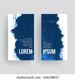 Set of vector business card templates with brush stroke background.