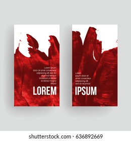 Set of vector business card templates with brush stroke background.