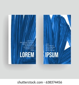 Set of vector business card templates with brush stroke background.