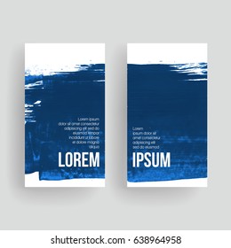 Set of vector business card templates with brush stroke background.
