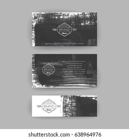 Set of vector business card templates with brush stroke background.
