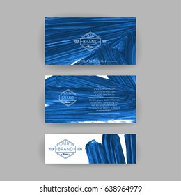 Set of vector business card templates with brush stroke background.