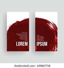 Set of vector business card templates with brush stroke background.