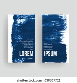 Set of vector business card templates with brush stroke background.