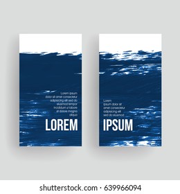 Set of vector business card templates with brush stroke background.