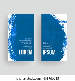 Set of vector business card templates with brush stroke background.