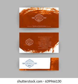 Set of vector business card templates with brush stroke background.