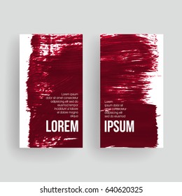 Set of vector business card templates with brush stroke background.