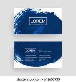 Set of vector business card templates with brush stroke background.