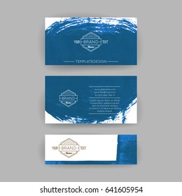 Set of vector business card templates with brush stroke background.