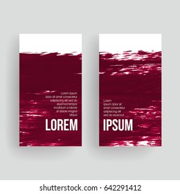 Set of vector business card templates with brush stroke background.