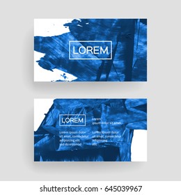 Set of vector business card templates with brush stroke background.