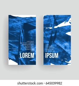 Set of vector business card templates with brush stroke background.