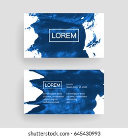 Set of vector business card templates with brush stroke background.