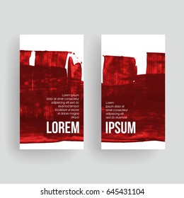 Set of vector business card templates with brush stroke background.