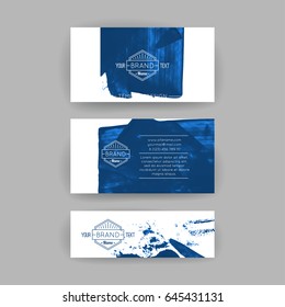 Set of vector business card templates with brush stroke background.