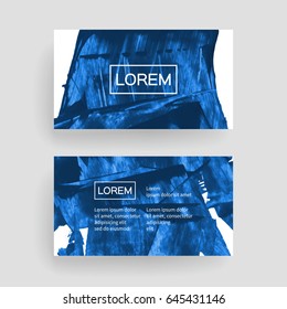 Set of vector business card templates with brush stroke background.