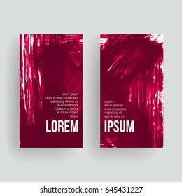 Set of vector business card templates with brush stroke background.