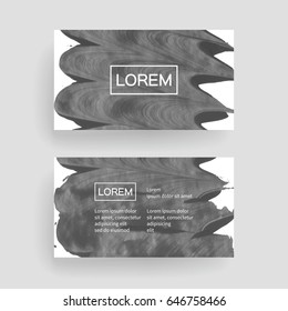 Set of vector business card templates with brush stroke background.