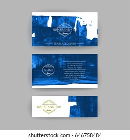 Set of vector business card templates with brush stroke background.