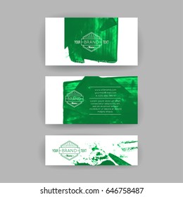 Set of vector business card templates with brush stroke background.