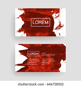 Set of vector business card templates with brush stroke background.