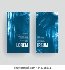Set of vector business card templates with brush stroke background.