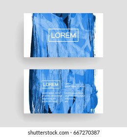 Set of vector business card templates with brush stroke background.