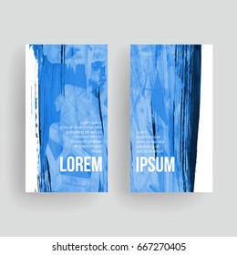 Set of vector business card templates with brush stroke background.