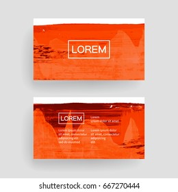 Set of vector business card templates with brush stroke background.