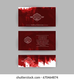 Set of vector business card templates with brush stroke background.