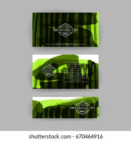 Set of vector business card templates with brush stroke background.