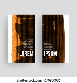 Set of vector business card templates with brush stroke background.