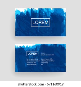 Set of vector business card templates with brush stroke background.