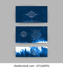 Set of vector business card templates with brush stroke background.