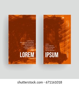 Set of vector business card templates with brush stroke background.