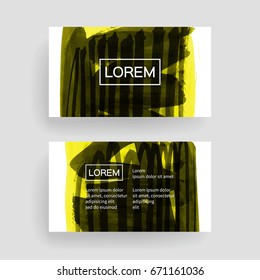 Set of vector business card templates with brush stroke background.