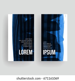 Set of vector business card templates with brush stroke background.
