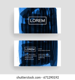 Set of vector business card templates with brush stroke background.