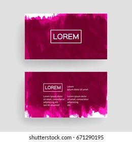 Set of vector business card templates with brush stroke background.