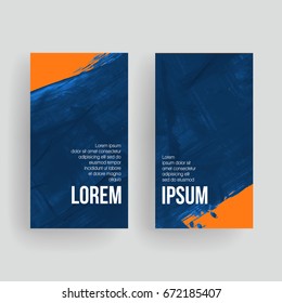 Set of vector business card templates with brush stroke background.