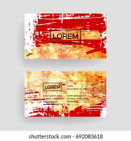 Set of vector business card templates with brush stroke background.
