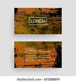 Set of vector business card templates with brush stroke background.