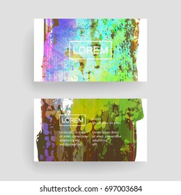 Set of vector business card templates with brush stroke background.