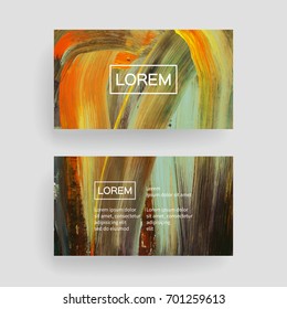 Set of vector business card templates with brush stroke background.