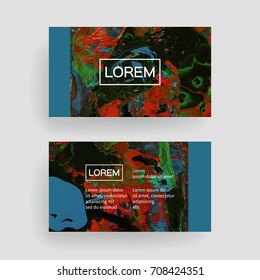 Set of vector business card templates with brush stroke background.