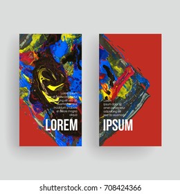 Set of vector business card templates with brush stroke background.
